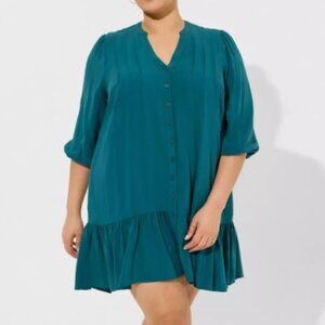 Torrid Mini Rayon Slub 3/4 Sleeve Trapeze Pleat Dress – Gulf Coast